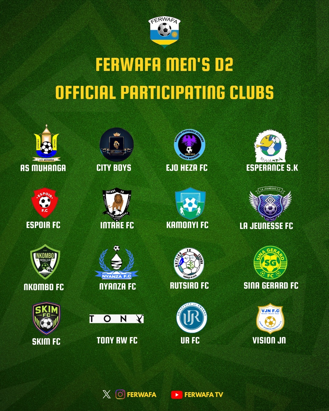 16 Clubs Granted Licences for 2026/2027 FERWAFA Men’s Second Division League